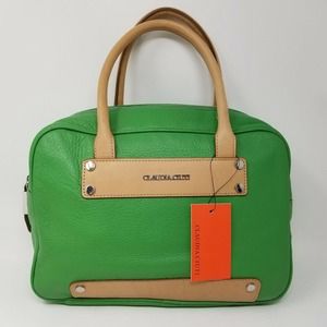 Claudia Ciuti Purse Handbag Green Tan Genuine Leather NWT $288.00 Career
